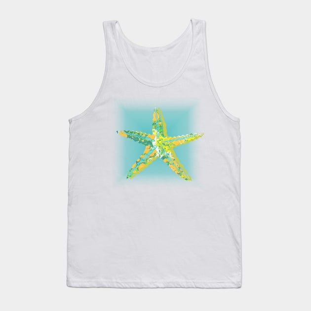 Starfish Marbled Paper Collage Tank Top by MarbleCloud